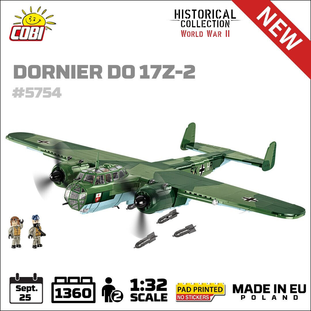 Cobi 5754 Dornier Do 17 Z-2 Bausatz 1360 Teile 2 Figuren Flugzeug